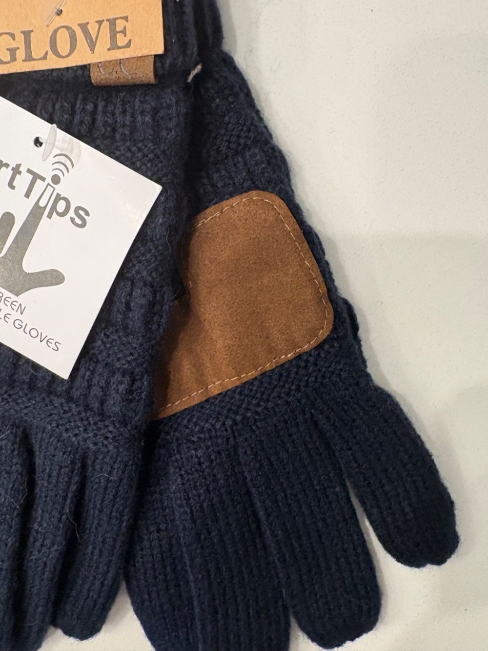 C.C Navy Ribbed Gloves - Picture 3 of 4